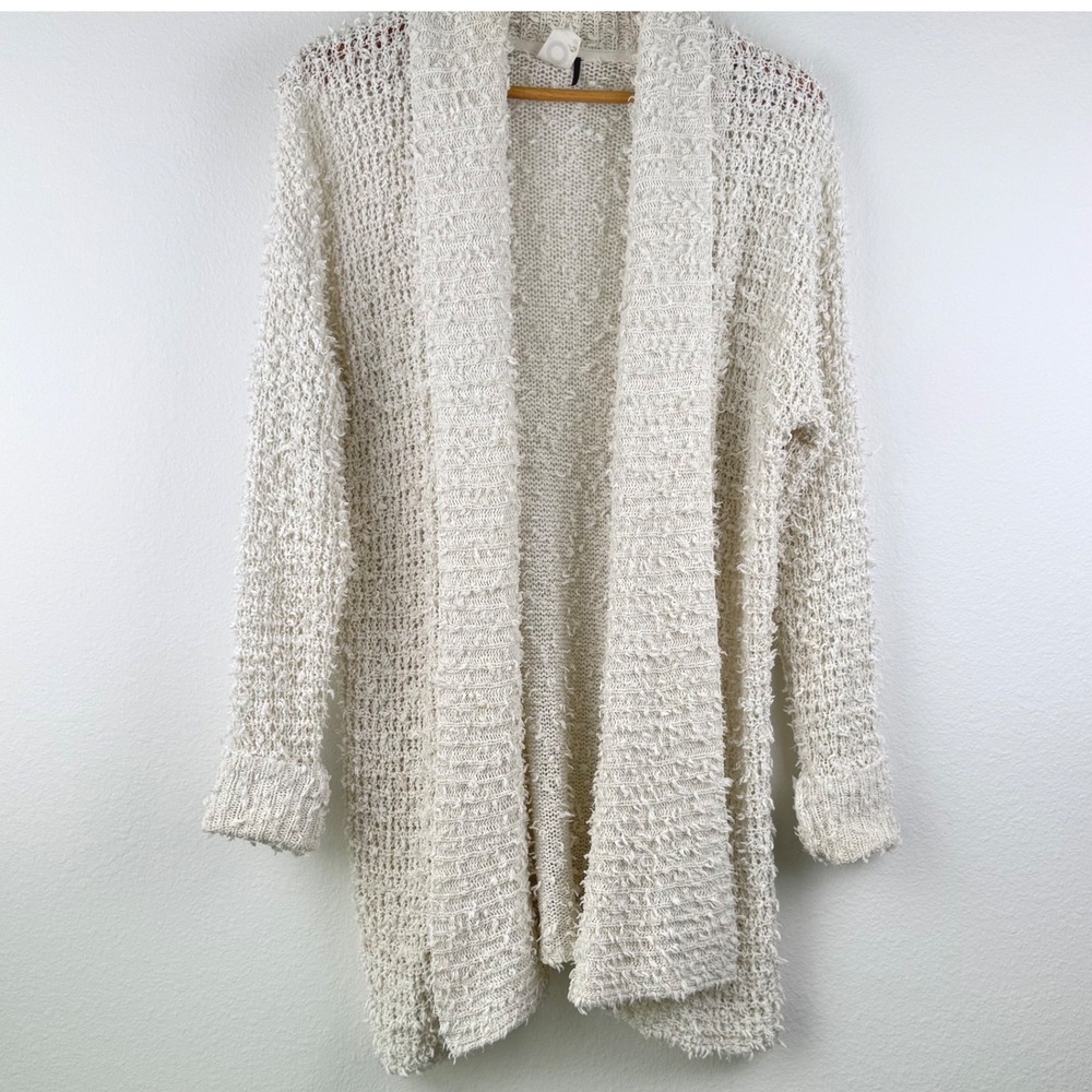 Akemi Kin Cardigan Sweater Womens Small Cream Boho Open Knit Longline